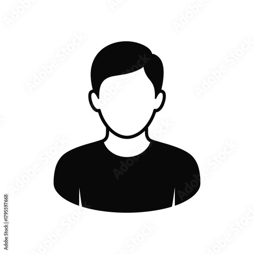 Black faceless avatar icon on white background representing a default user profile
