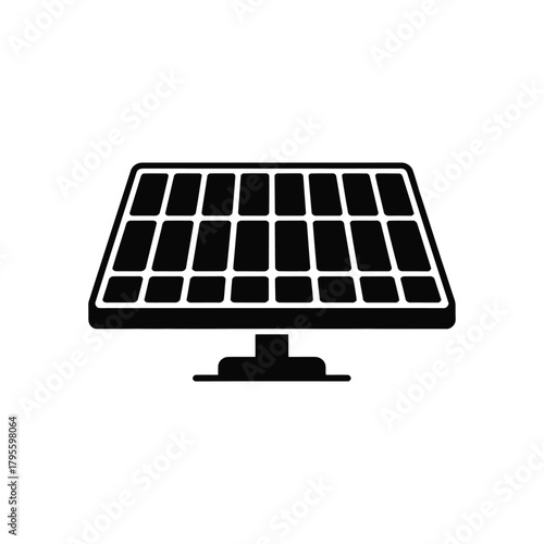 Solar panel icon on white background photovoltaic cell system illustration
