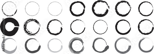 Collection of distressed oval shapes and frames with grunge texture A grid of various oval shapes and frames, some solid, some outlined, all with a distressed, textured, and grunge aesthetic.