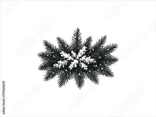 
Snow-dusted Christmas greenery banner, natural pine leaves arrange