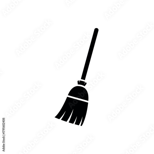 Simple Broom Icon Silhouette Vector