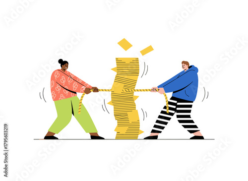 Sticky notes for tasks and ideas, business professionals reviewing plans, agendas, ideas, and records on paper with post‑it stickers, illustrating a memory concept in a flat vector graphic isolated