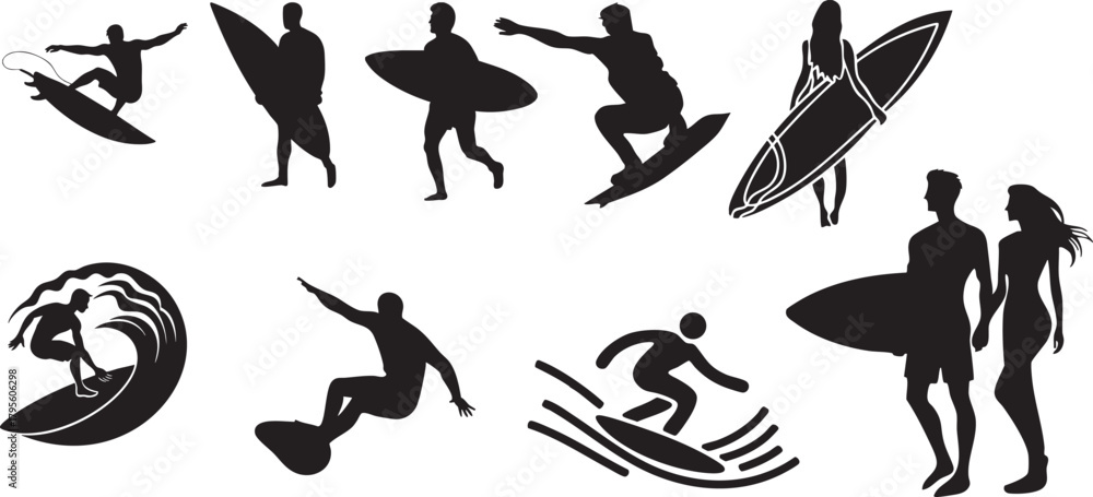 Naklejka premium Surfer Bundle Design Silhouette