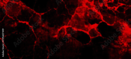 Abstract red black grunge vector background with halftone effect for cover design, poster, cover, banner, flyer and cards. Bright futuristic texture illustration.
