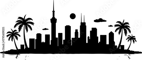 Modern Cityscape Silhouette at Sunset