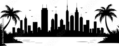 Modern Cityscape Silhouette at Sunset