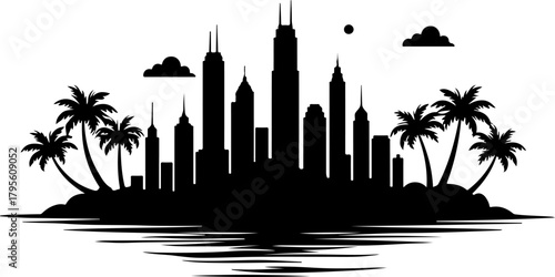 Modern Cityscape Silhouette at Sunset