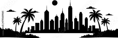 Modern Cityscape Silhouette at Sunset