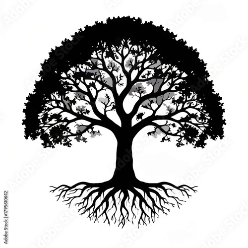 Tree of life with roots illustration

