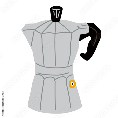 Moka Pot in Minimal Flat Illustration for Coffee Brewing Design