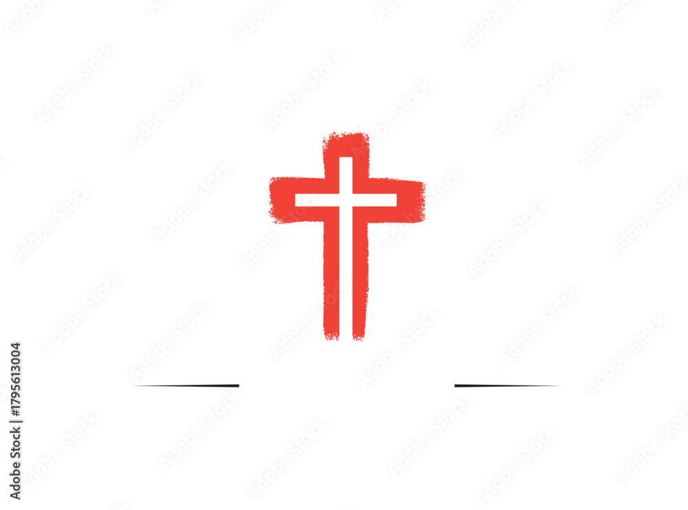 Obraz premium Sacred Symbol: A simple yet powerful representation of faith, a vibrant cross stands out in bold simplicity, embodying the essence of religious devotion and spiritual significance.