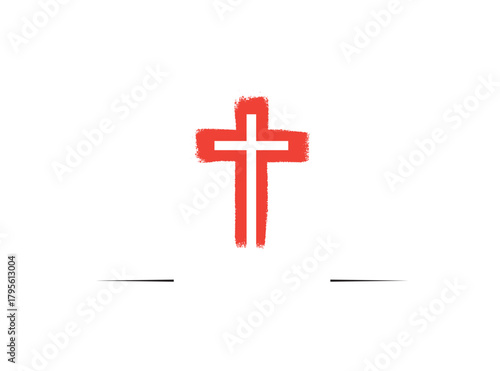 Sacred Symbol: A simple yet powerful representation of faith, a vibrant cross stands out in bold simplicity, embodying the essence of religious devotion and spiritual significance.