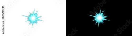 Wallpaper Mural Bright turquoise starburst effect with sharp, radiating light rays, shown as an isolated graphic element on both black and white backgrounds for versatile design projects Torontodigital.ca