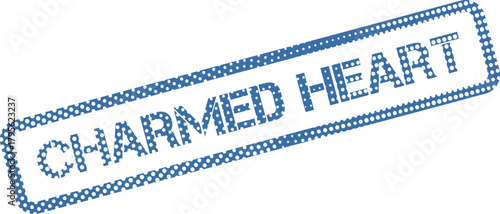 Dotted Blue Charmed Heart Rubber Stamp Seal for Affectionate Gestures and Feelings