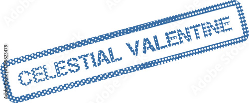 Dotted Blue Celestial Valentine Rubber Stamp Seal Effect Perfect for Love and Romantic Designs