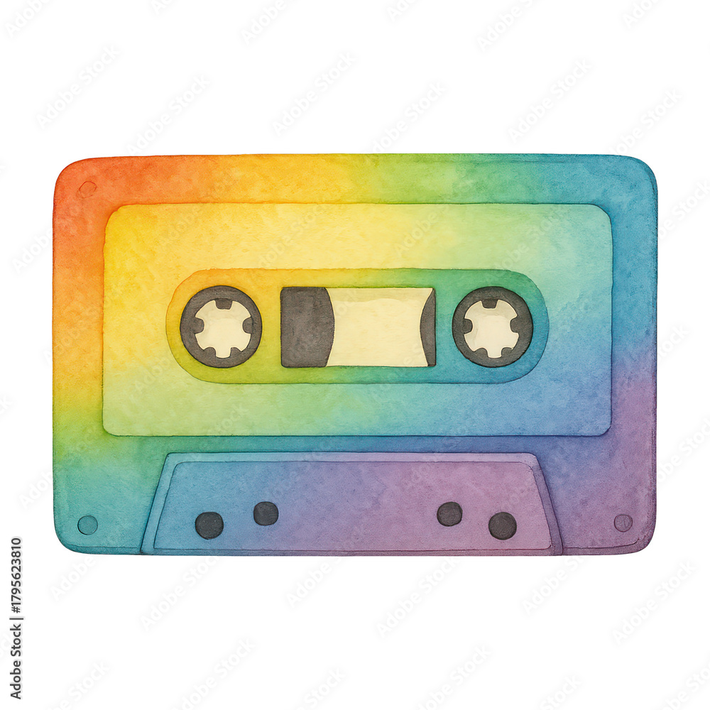 Obraz premium PNG Colorful retro cassette illustration.