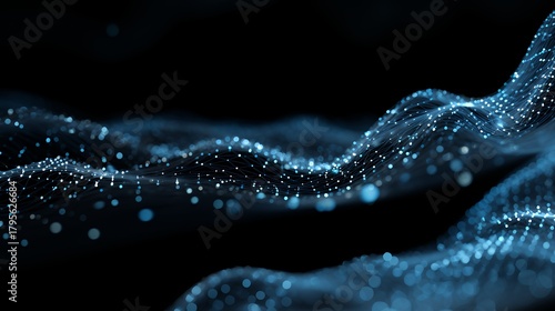 Abstract blue background with moving lines and dots. Network connection. Worldwide connection to the Internet. 3d rendering.