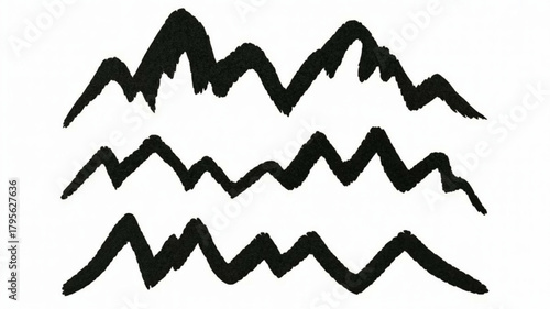 Abstract geometric pattern with four rows of black elements and vibrant color accents