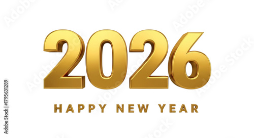 Golden 3d text 2026 happy new year
