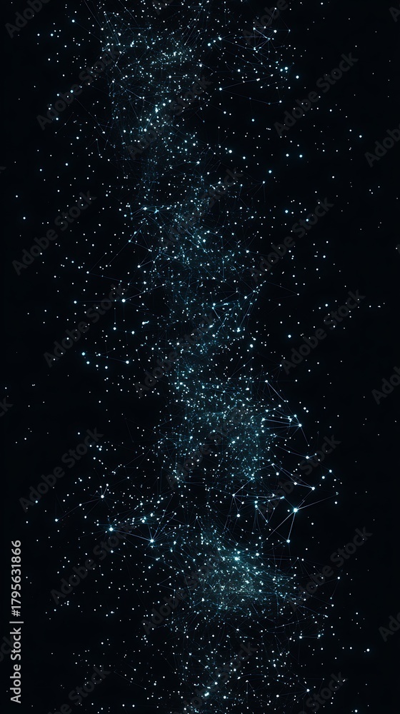 Fototapeta premium Abstract Constellation Digital Luminous Points Connected by Lines in a Night Sky Effect