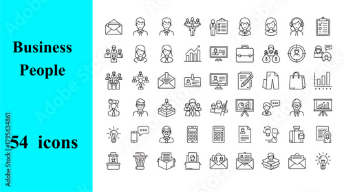 Complete bundle of people icons centered on business roles communication achievement teamwork growth and creative problem solving