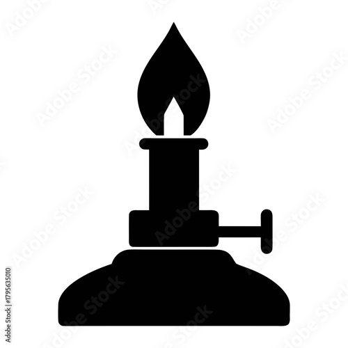 Bunsen burner flame laboratory equipment science experiment chemistry heat source icon vector image