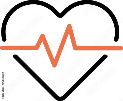 Heartbeat icon with a cardiogram line. A simple flat vector graphic representing heart rate, ECG, pulse, or cardiovascular health for medical and hospital designs.