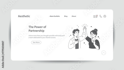 Two people high-fiving in a collaborative partnership illustration on a website woman high-five