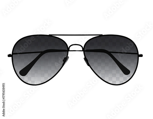 Classic Aviator Sunglass Silhouette Vector, Bold Icon Style, Transparent Background
