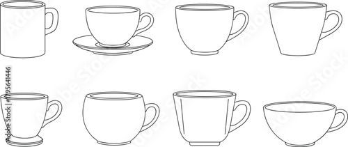 cup, mug, silhouette, icon, vector, black, handle, saucer, ceramic, drinkware, shape, outline, design, beverage, container