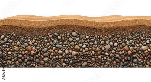 Cross section of soil with sand and gravel