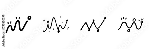 Abstract Line Graph Icons In Doodle Style. Data Analysis, Trend Visualization, And Statistical Representation Outline Sketch Collection. Hand Drawn Isolated Vector Illustration