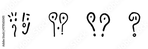 Exclamation And Question Marks Line Icon Set In Doodle Style. Expressive Punctuation, Curiosity, And Surprise Outline Sketch Collection. Hand Drawn Isolated Vector Illustration