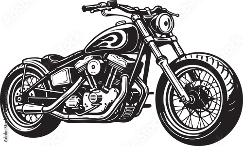 Vintage Bobber Chopper Motorcycle Custom Bike Vector