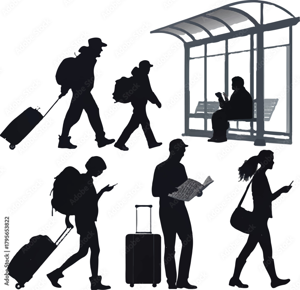 Obraz premium “Traveler & Tourist Silhouette Set”