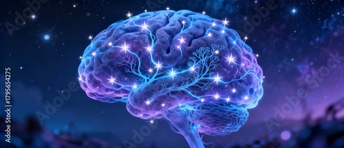 Vibrant Cosmic Brain with Glowing Connections