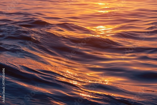 Sunset Reflections on Calm Ocean Waves Create a Serene Atmosphere Near the Shore