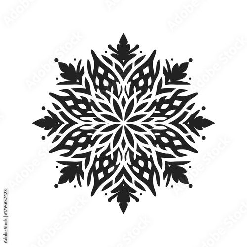 snowflake mandala vector silhouette clip art logo design illustration. snowflake mandala abstract design collection