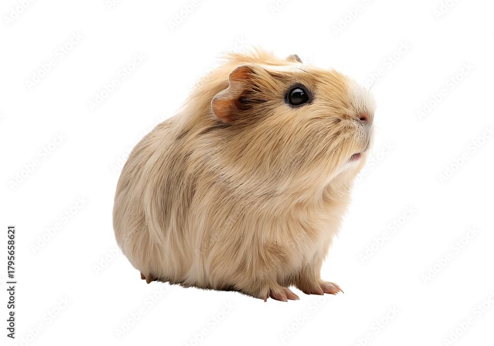 Fototapeta premium Isolated Silkie guinea pig on a Transparent Background.