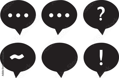 Chat icon set. Black speech bubble collection. Set of speech bubble. Speech bubble comic.