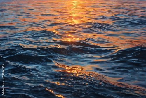 Sunset Reflections on Calm Ocean Waves Create a Serene Atmosphere Near the Shore
