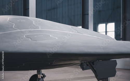 Billede på lærred Military stealth plane in hangar