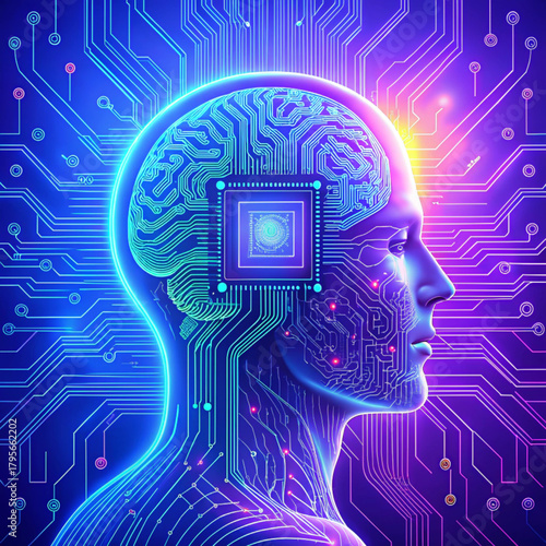 Futuristic 3D visual of an AI microchip or CPU on a circuit board, symbolizing data processing, machine learning, and technological innovation in a bright, ethereal environment