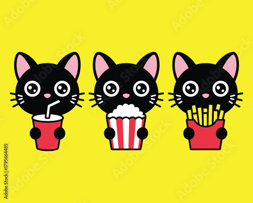 Cats Having Snack Time Cute Vector Illustration for Entertainment