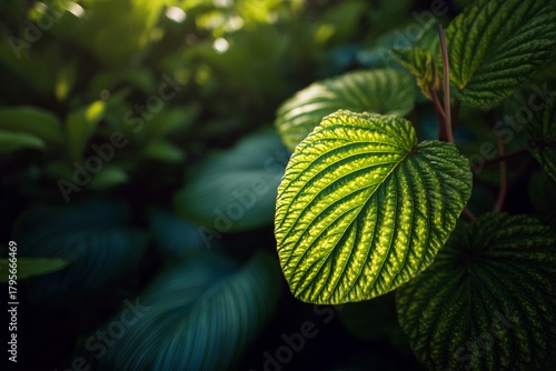 Green Leaf Absorbing Sunlight in a Vibrant Garden During the Afternoon