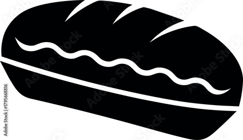 Silhouette Vector of Cheesesteak Sandwich with Decorative Bun and Scored Top