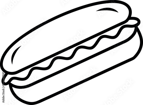 Stylized Line Drawing of Cheesesteak Sandwich with Bun and Filling Layers