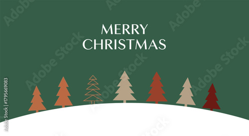 Festive Holiday Greeting A Merry Christmas Message with Illustrated Christmas Trees and Green Background