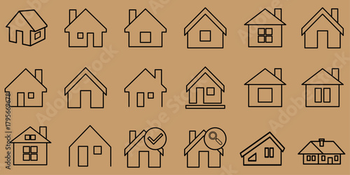 house icon set. A simple set of home and building icons in a clean vector design. Home, houses and buildings icons, symbols and logos