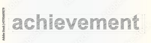Achievement word drawn with a textured sketchy font on a grid paper for design inspiration
